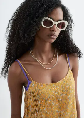 Robe longue à corsage plissé - Jaune chaud/Motif fleuri — photo 2