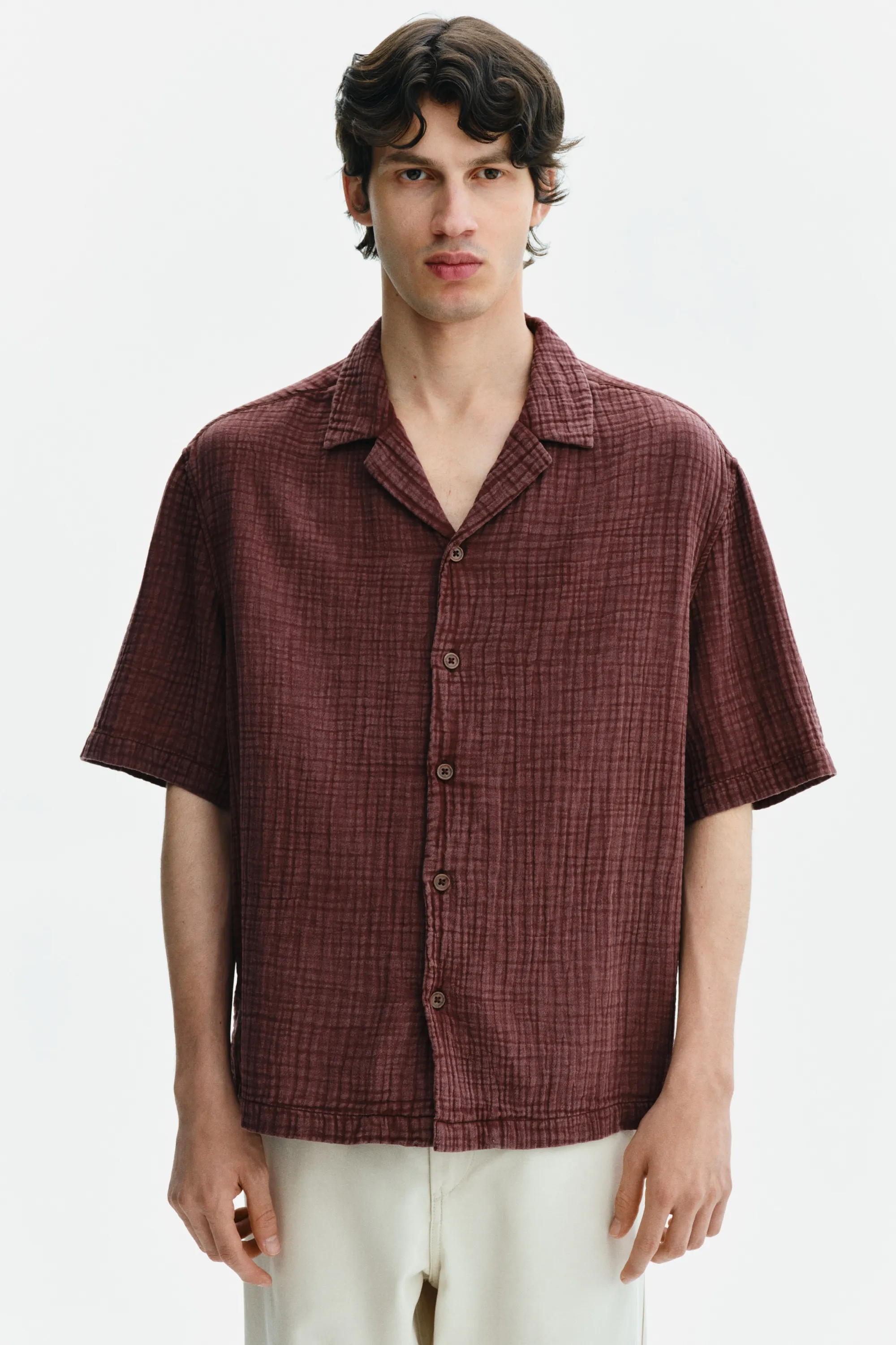Chemise Relaxed Fit en mousseline - Rouge ancien