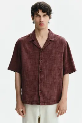 Chemise Relaxed Fit en mousseline - Rouge ancien — photo 1
