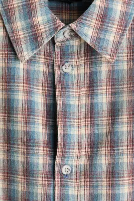 Chemise Regular Fit à manches courtes - Bleu ancien/carreaux — photo 4
