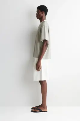 T-SHIRT HENLEY RAYÉ EN COTON - BLANC / NOIR / RAYURE — photo 1