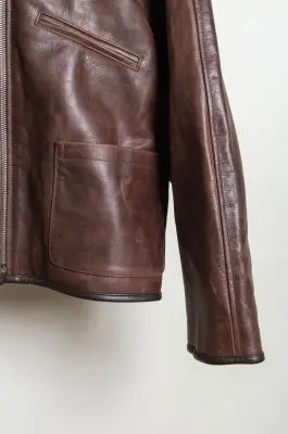 CAWLEY – WAXED LEATHER FLYING JACKET – WALNUT — photo 5