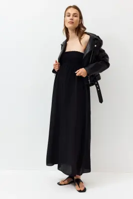 MAMA Robe bandeau smockée - Noir — photo 2