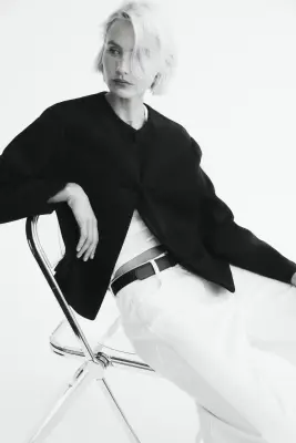 Veste en jersey avec boutons noués - Noir — photo 2