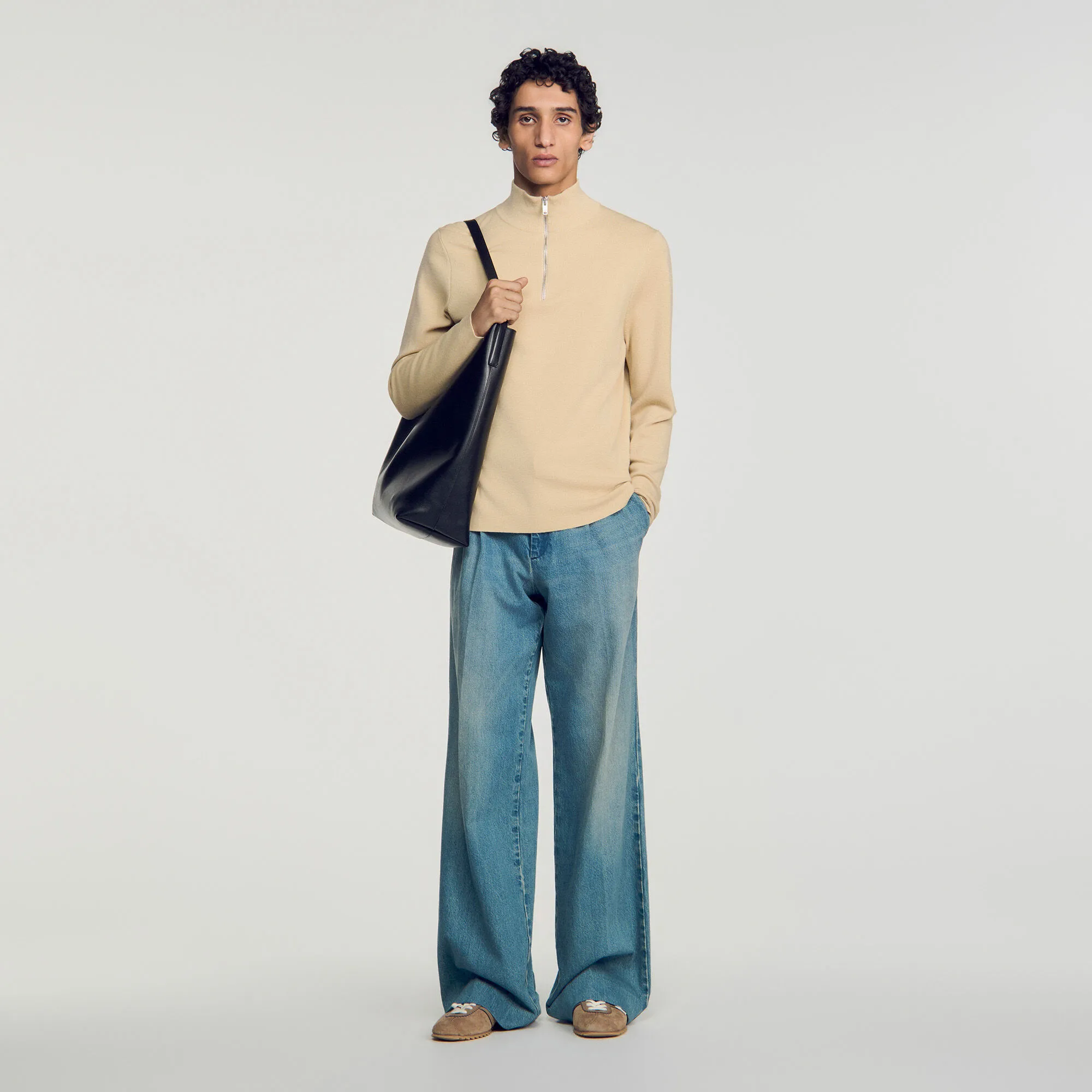 Pull en laine à col zippé