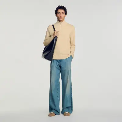 Pull en laine à col zippé