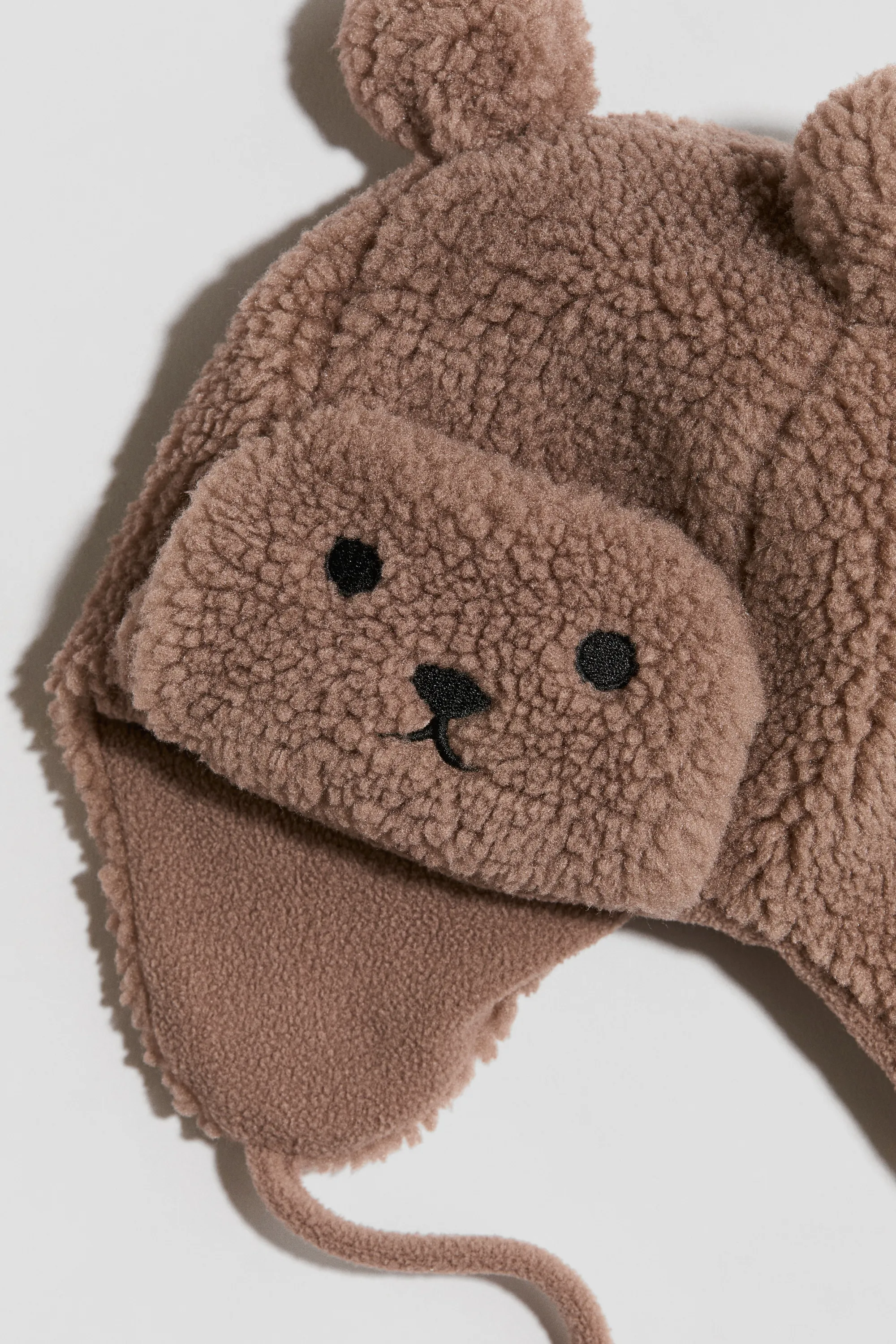 Bonnet de trappeur doublé en tissu Teddy bear - Marron