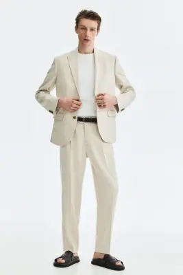 Veste Regular Fit en lin mélangé - Beige clair — photo 1