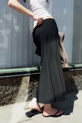 Jupe midi en coton effiloché - Noir — photo 2