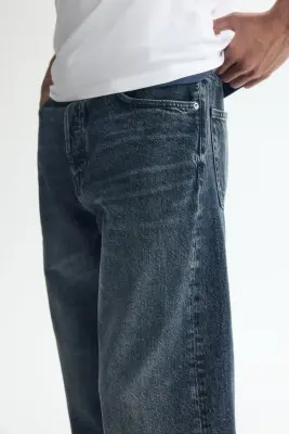 Loose Jeans - Bleu denim foncé délavé — photo 3