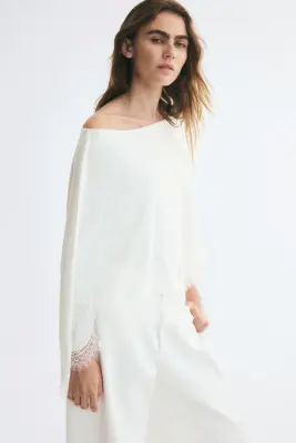 Top cape asymétrique - Ivoire — photo 2
