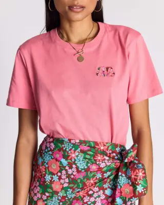 Tee-shirt Bree rose et imprimé Liberty rose et bordeaux — photo 1