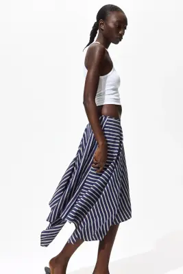 Jupe asymétrique - Bleu foncé/rayé — photo 2