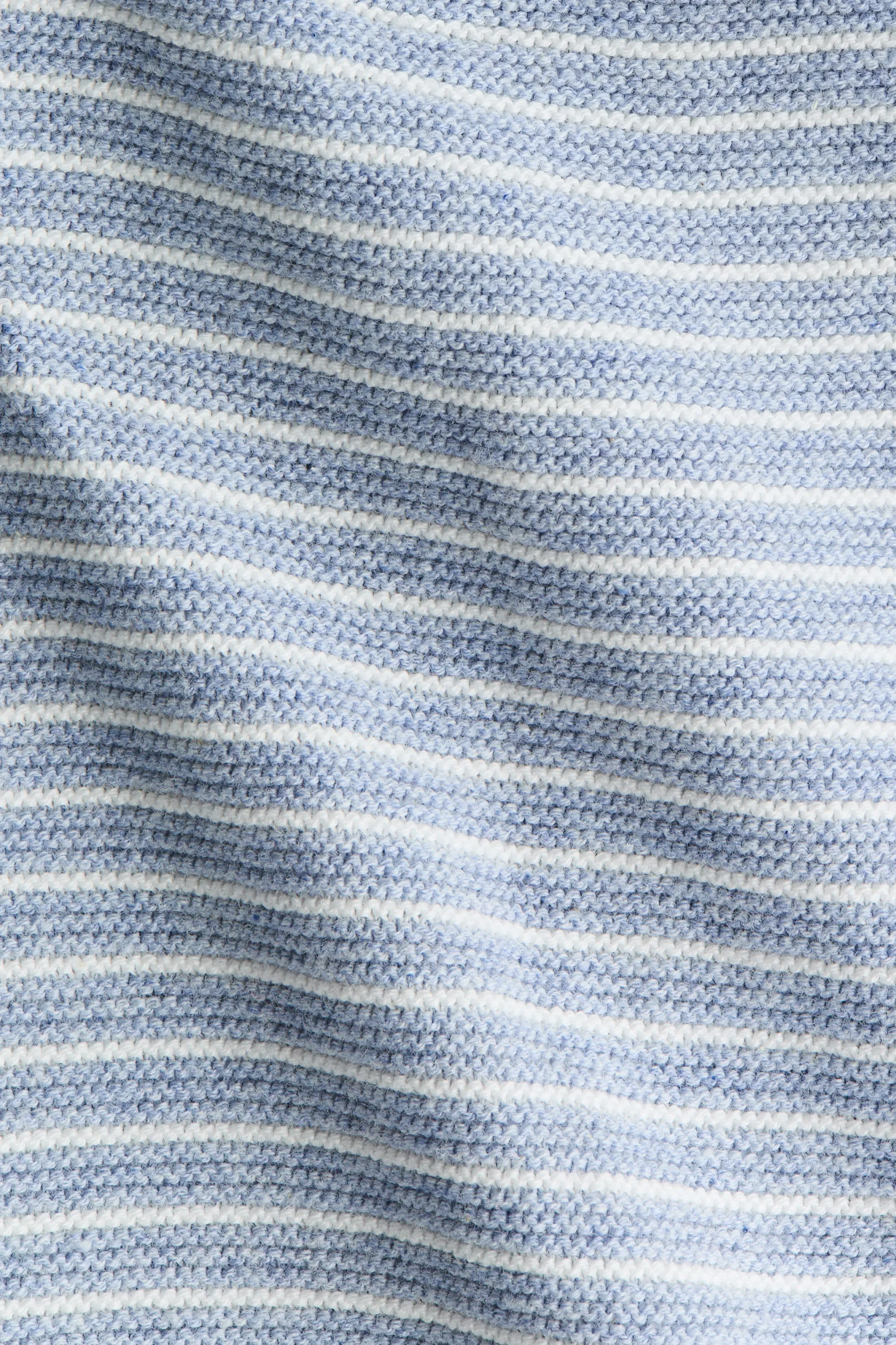 Barboteuse en maille envers de coton - Bleu clair/rayures blanches