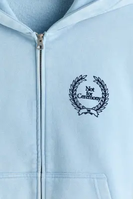 Veste boxy Loose Fit avec capuche et zip - Bleu clair/Not for Ceremony — photo 4