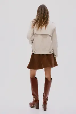 Veste en twill avec col - Beige clair — photo 3