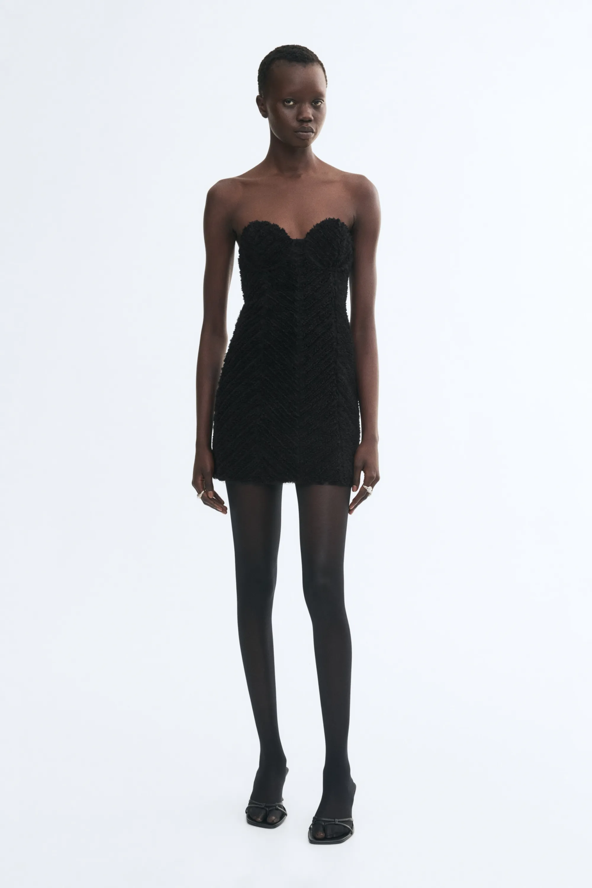 Appliquéd bandeau dress - Noir