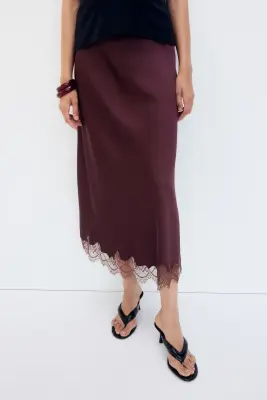 MAMA Slip skirt avec dentelle - Bordeaux — photo 1