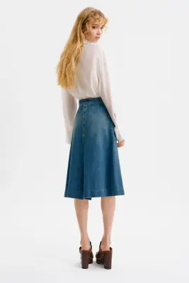 Jupe trapèze en denim - Bleu denim — photo 3