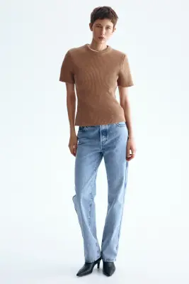 T-shirt en laine mélangée - Beige foncé — photo 1