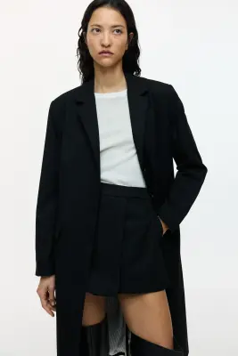 Mini jupe-short en twill - Noir — photo 1