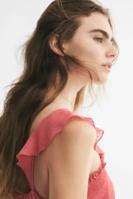 Robe volantée en plumetis - Rose foncé — photo 2