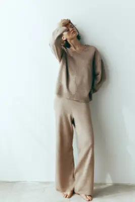 Pull loose - Beige foncé chiné — photo 2