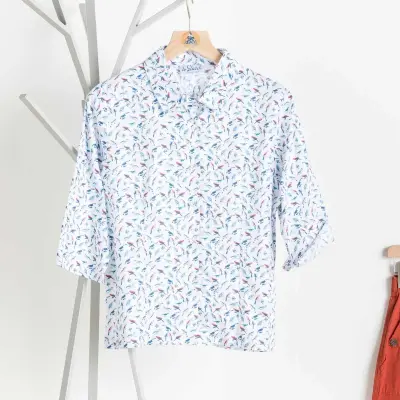 Ménéham, Chemisier blanc fantaisie à motif perroquets — photo 3