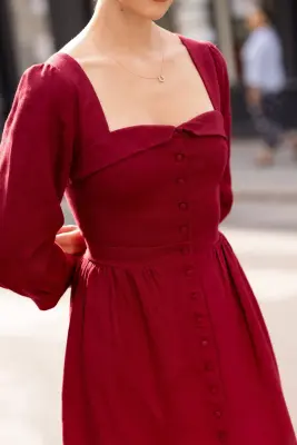 Esther Midi Dress - Bordeaux — photo 3
