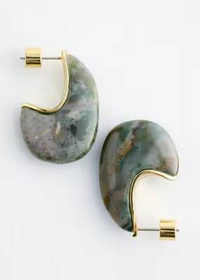 Demi-créoles - Doré/Turquoise — photo 1