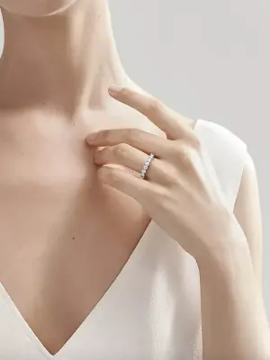 Bague alliance FOREVER Pt950 en platine 950 millièmes et demi-tour de diamants 3,5 mm Prix boutique 12 300 € — photo 4