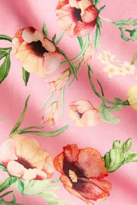 Robe évasée en lin mélangé - Rose clair/fleuri — photo 4