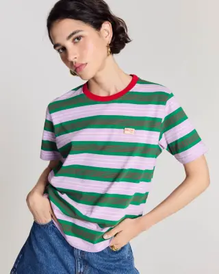 Tee Shirt Bree rayures marine et violet — photo 1