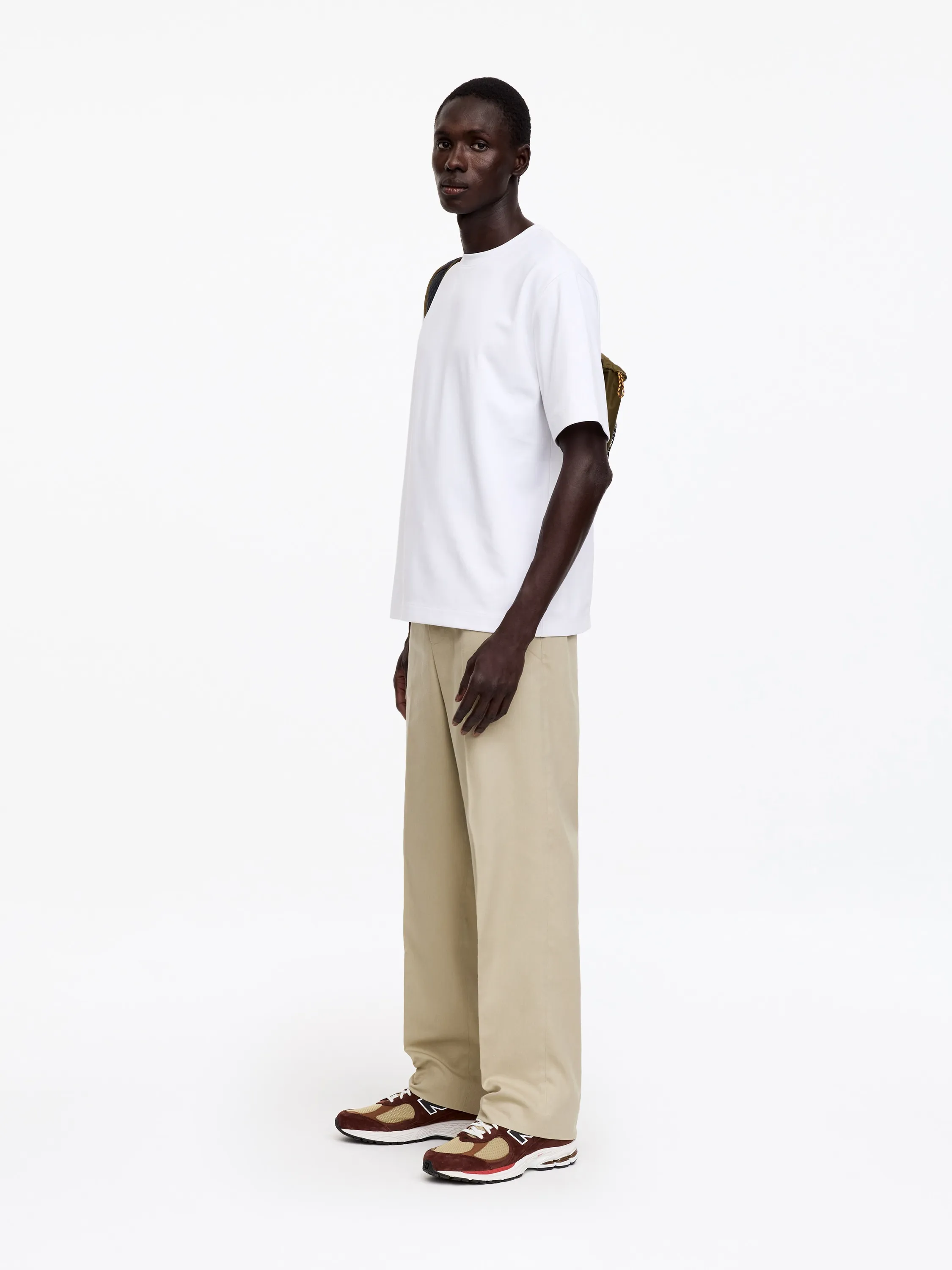 Pantalon large en coton et lin - Taupe