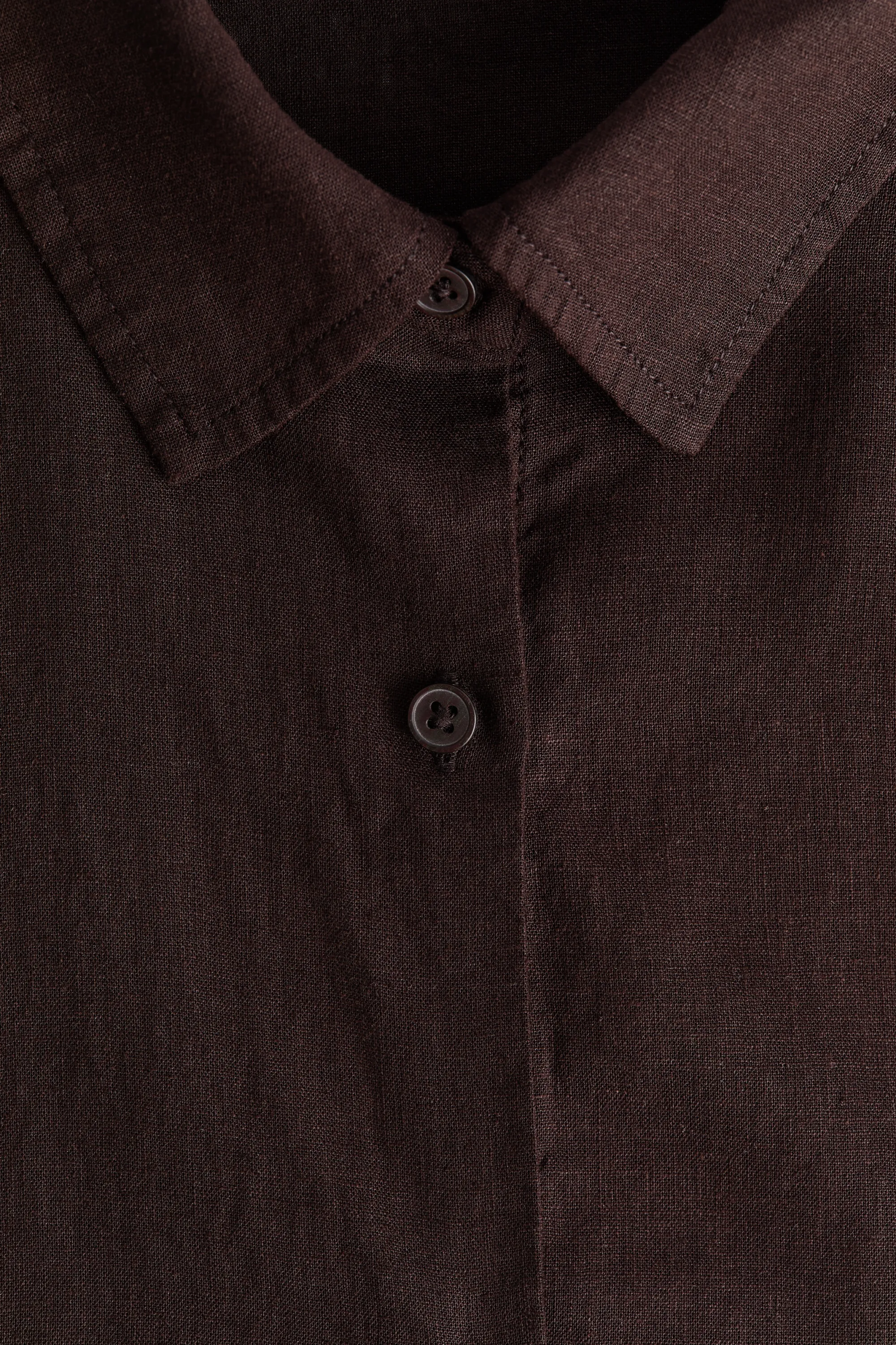 Chemise oversize en lin mélangé - Marron foncé