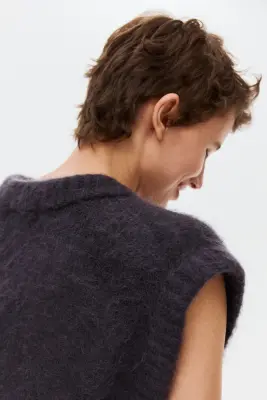 Pull sans manches en mohair mélangé - Gris foncé — photo 2