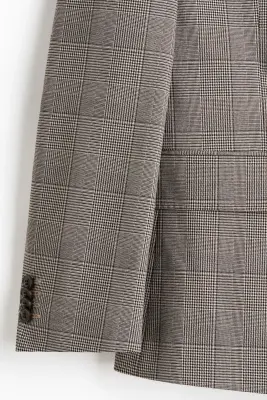 Veste Regular Fit à fermeture croisée - Beige foncé/carreaux — photo 2