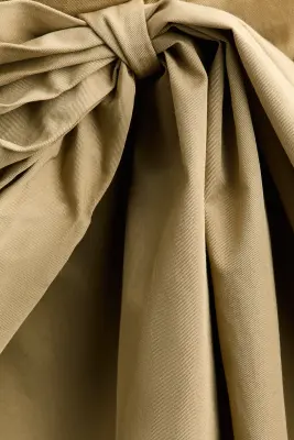 Jupe en twill avec détail à nouer - Beige — photo 3