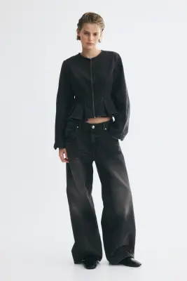 Blouse péplum en denim - Noir denim — photo 1