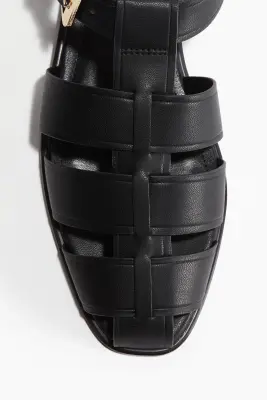 Sandales en cuir - Noir — photo 2