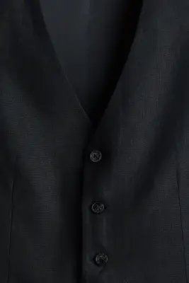 Gilet de costume Slim Fit en lin - Noir — photo 4