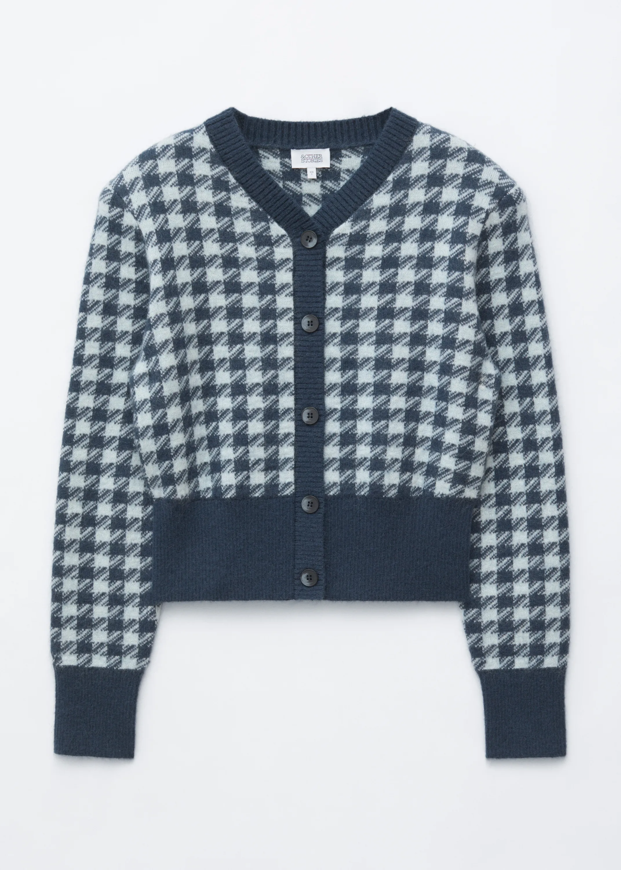 Cardigan en mohair mélangé à motif jacquard - Turq./Pied-de-poule bl. mar.