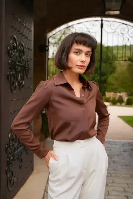 Alexandra Silk Blouse - Chocolate