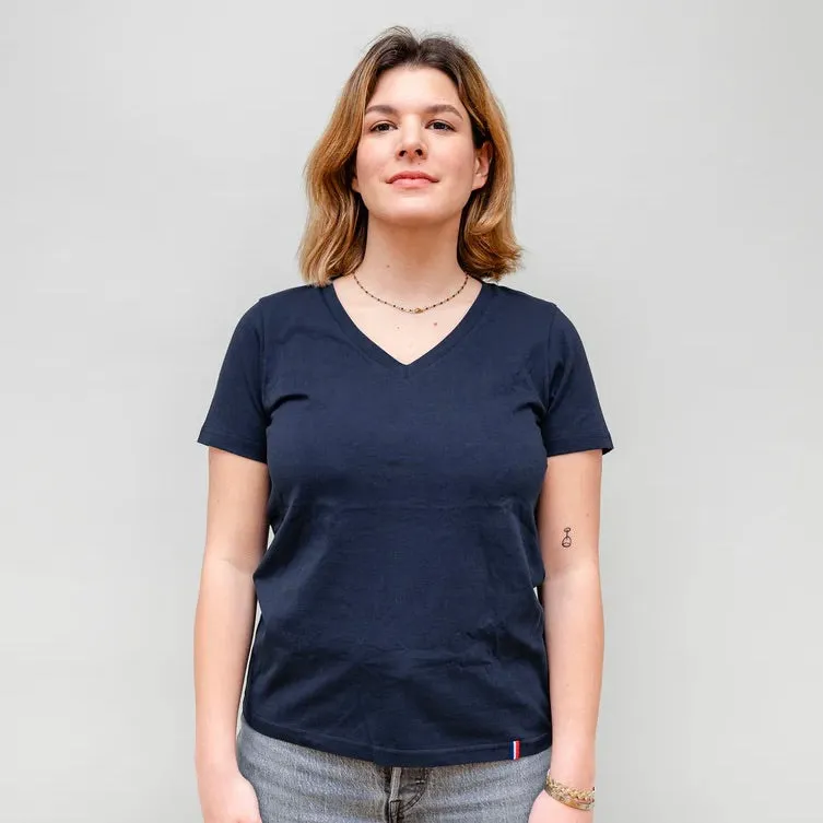 T-shirt Martine col V bleu marine