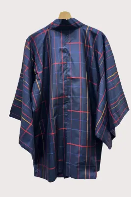 Haori en soie Madras Marine — photo 2