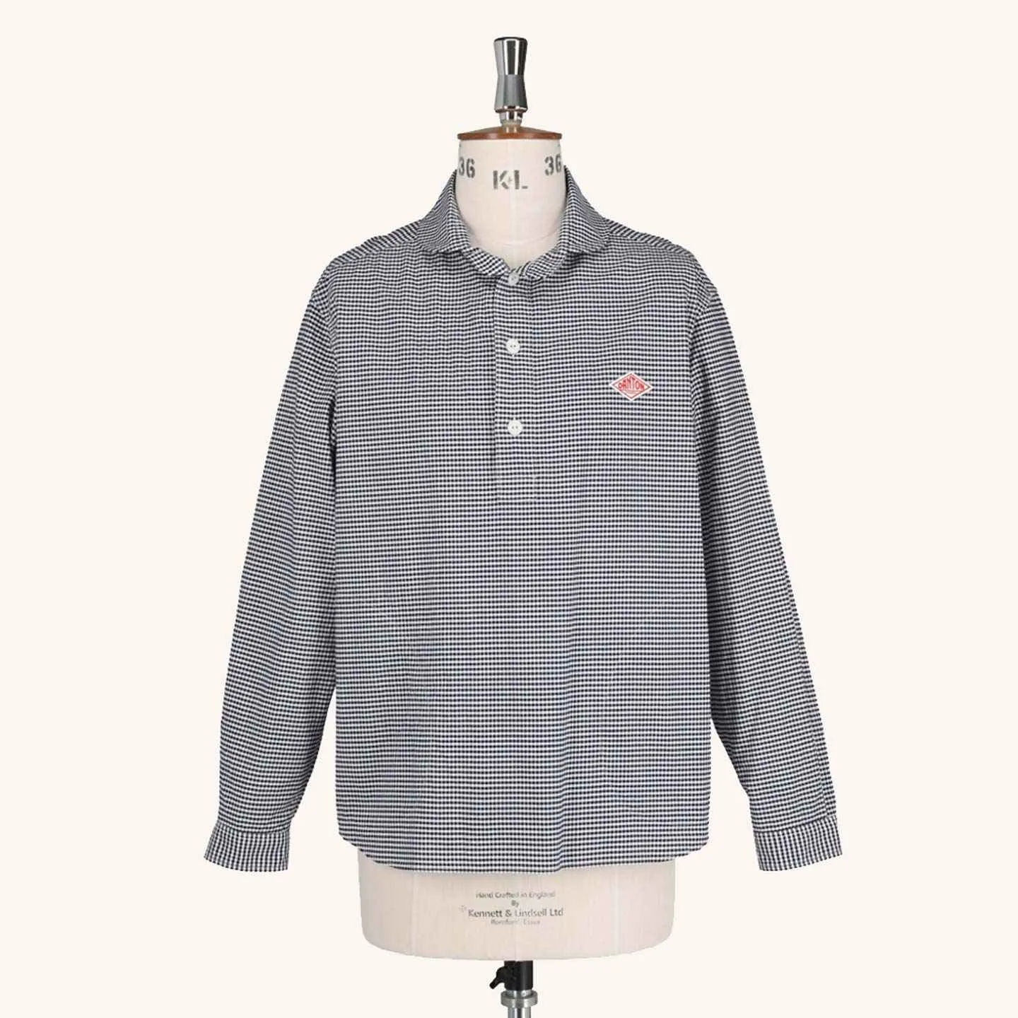 Chemise col rond en Vichy Navy