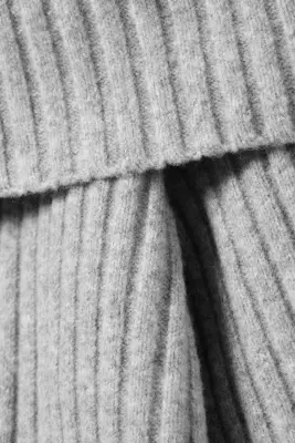 Pull côtelé à épaules dénudées - Gris chiné — photo 4