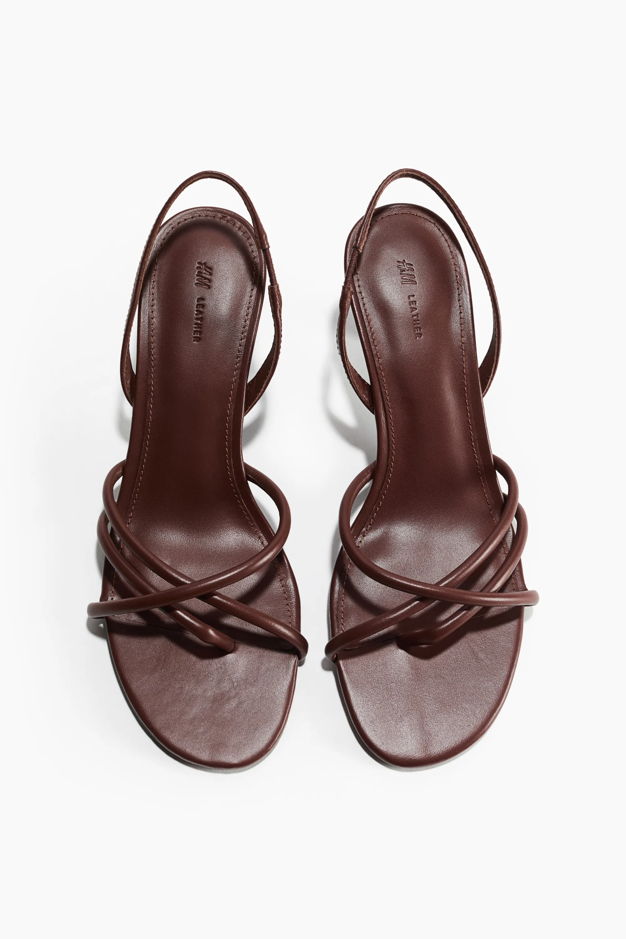 Sandales à talon en cuir - Marron foncé