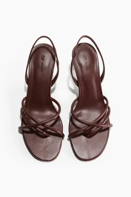 Sandales à talon en cuir - Marron foncé — photo 1