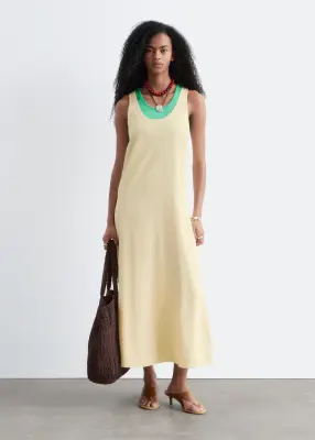 Robe midi à encolure dégagée - Jaune clair — photo 4